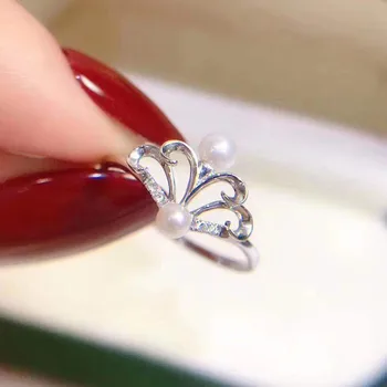 

Classic Rings Resizable Design Rings Base 925 Silver Pearl Rings Settings Women DIY Pearl Rings Accessory No Pearl