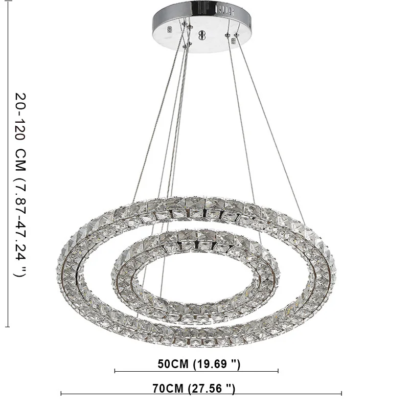 2Ring 5070cm Затемняемый Хрустальный подвесной светильник кольцо подвесные светильники круг кольца крытый светильник Современный хрустальный подвесной светильник круг лампы освещение - Цвет корпуса: 2Ring 5070cm