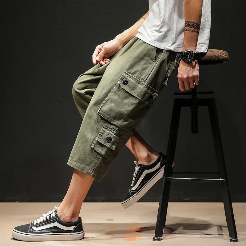 

2019 Summer New Style Japanese-style Macheda Large Size Workwear Stereo Bag Capri Pants M-5x Hk17