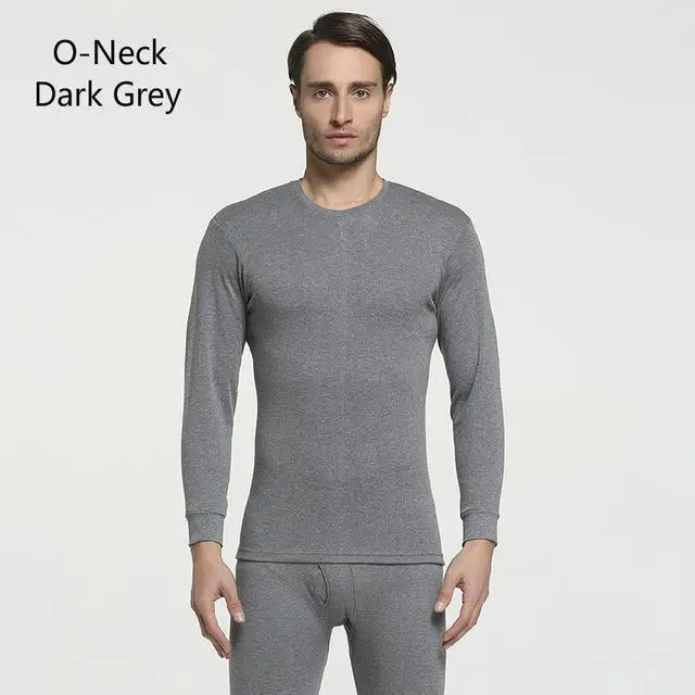O- Dark grey Комплекты термобелья для мужчин, зимнее термобелье, кальсоны, зимняя одежда для мужчин, плотная термобелье, одноцветная одежда - Цвет: O- Dark grey