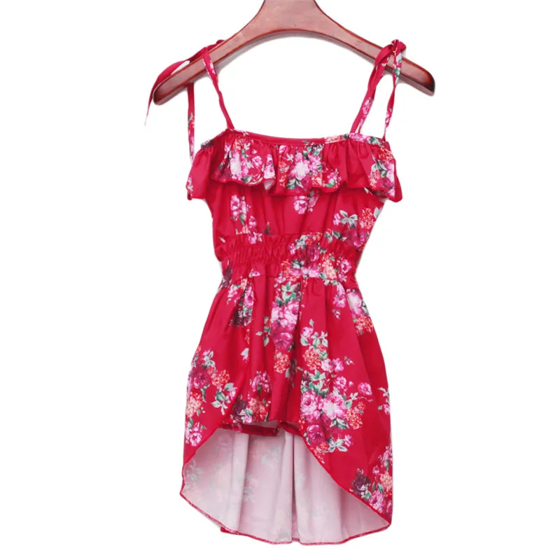 Милое платье принцессы без рукавов с цветочным рисунком для маленьких девочек; сарафан для новорожденных; детская одежда для маленьких девочек; летняя детская одежда - Цвет: red
