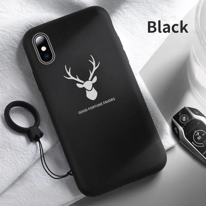 ASINA, жидкий силиконовый чехол для iPhone XR 6 7 8 plus, скандинавский стиль, модный чехол с оленем для iPhone 11 Pro Max X Xs Max, Coque Capa - Цвет: Black