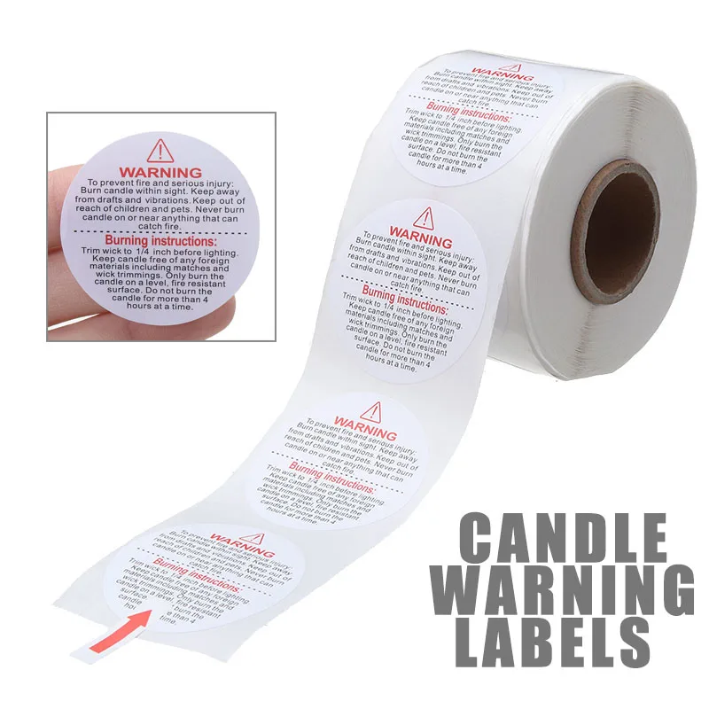 500pcs 3.8cm Self-adhesive Candle Burn Warning Labels Candle Making Jar Container Mark Stickers Packaging Sticker Label