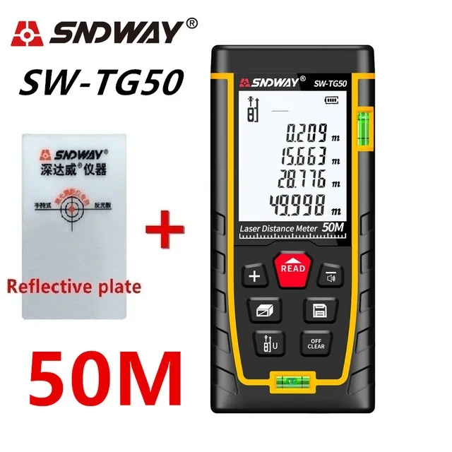 Лазерный дальномер SNDWAY, дальномер 120 м, 100 м, 80 м, 60 м, 40 м, лазерный дальномер, цифровая линейка trena roulette - Цвет: TG50