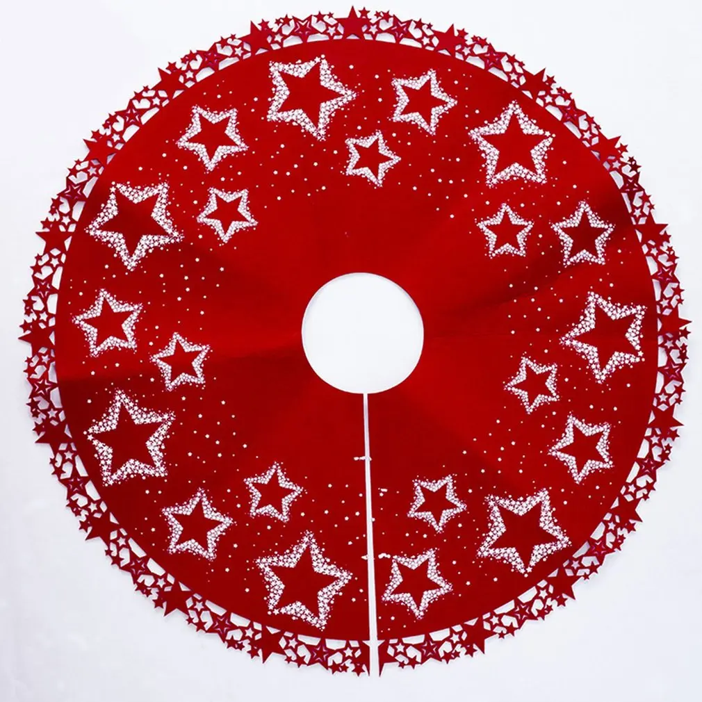 

2018 NEW tree skirt Christmas buffalo plaid tree bottom decoration tree skirt 100cm star felt printed tree skirt dropshipping