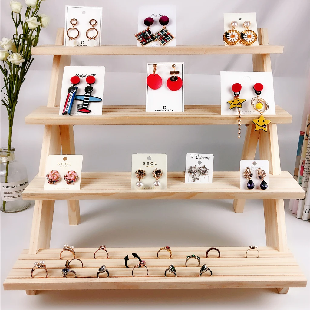 Wooden Ear Stud Holder Earring Stand Display Rack Luxury Jewelry Stand Display Holder Rack Tower
