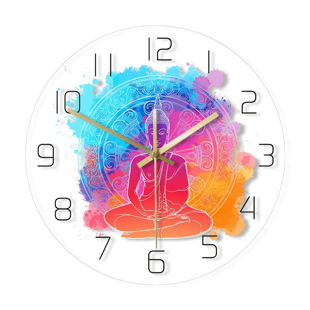 Акварельная печать Будды медитирующая стена художественная декоративная часы