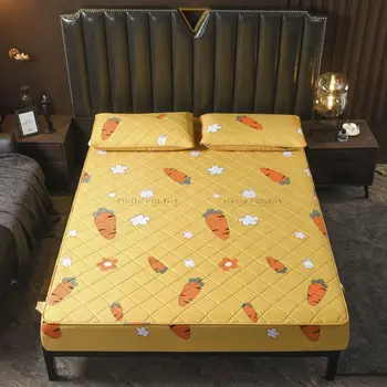 

Carrot Anti-bacteria Mattress Cover Queen King Protector Cotton Printed Anti-mite Elastic Mattress Topper Protection Pad Cover