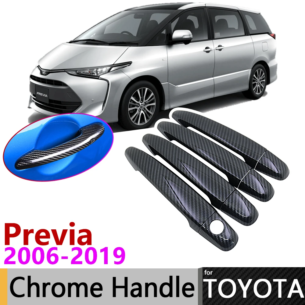 Черная накладка на дверную ручку из углеродного волокна для Toyota Previa Tarago Estima Aeras XR50