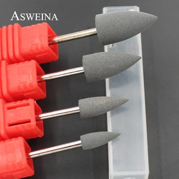 

ASWEINA 4pcs/lot Black Color Cuspidal Head Nail Flexible Polished Tool Electric Machine Nail Drill Accessories Nail Salon Tool