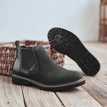 Г., зимние мужские ботинки «Челси» Модные ботильоны из натуральной кожи, роскошные резиновые мужские ботинки высокого качества# KB3138