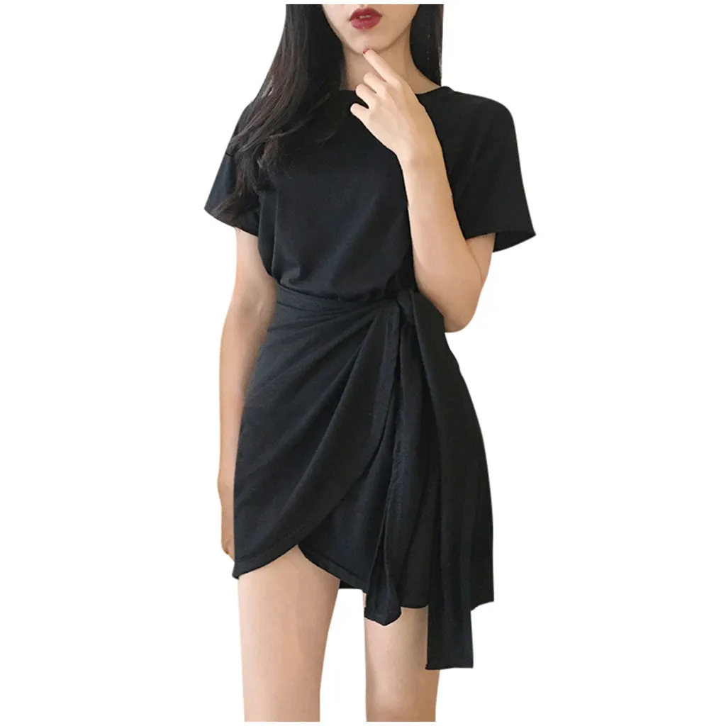 Jaycosin Romance Elegant Mini Dresses Women 2020 Summer O Neck Solid Ladies Street Beach Leisure Vacation Short Dresses Mujer227
