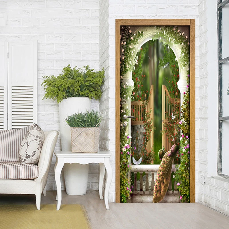 Самоклеющиеся обои ремонт пейзаж DIY ПВХ наклейка на дверь Водонепроницаемая Входная наклейка для домашнего декора печать художественная картина