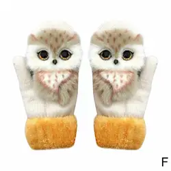 Animal Dog Panda Racoon Design Kid Winter Warm Gloves Fingers Girl Fingers Long Cute Full Soft Princess Fashion Mittens V3u3