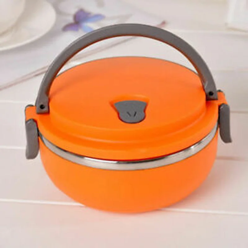 

PP+304 Stainless Steel Lunch Box Round 1 Layer Insulated Food Thermal Containers 700ML Lunch Box Case For Students Office Worker