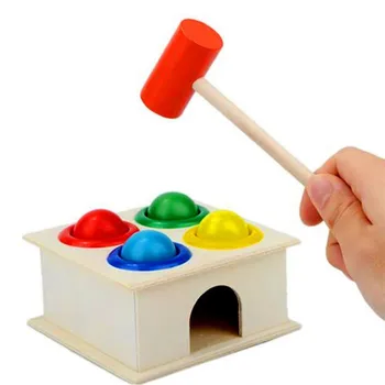 

Children Fun Playing Hamster Game Toy Early Learning Educational Toys Wooden Hammering Ball Hammer Box
