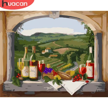 

HUACAN Coloring By Number Wine Gift DIY Painting By Numbers Canvas For Adults HandPainted Fruit Kits Modern Wall Arts