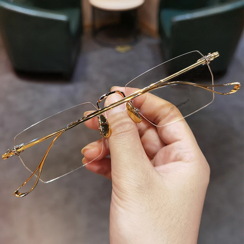 Ahora 2020 Fashion Rimless Reading Glasses Frame Women Men Ultralight Business Presbyopia Eyeglasses Anti Blue Light Blocking