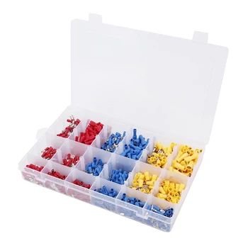 

900pcs/Box Assorted Rubber Insulated Cold-pressed Wire Terminal Connector Rubber Wire Connector