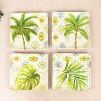 

6 Inch 4pcs Cute Plates for Kids Anti-shock Square Plate Melamine Tableware Plastic Dinner Plates Serving Dishes Set