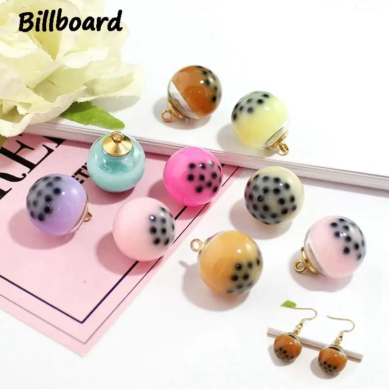 Fashion Handmade Bubble Tea Glasses Women's Charms for Jewelry Making Trendy Glass Ball Wholesale Lots Bulk 10pcs/bag | Украшения и