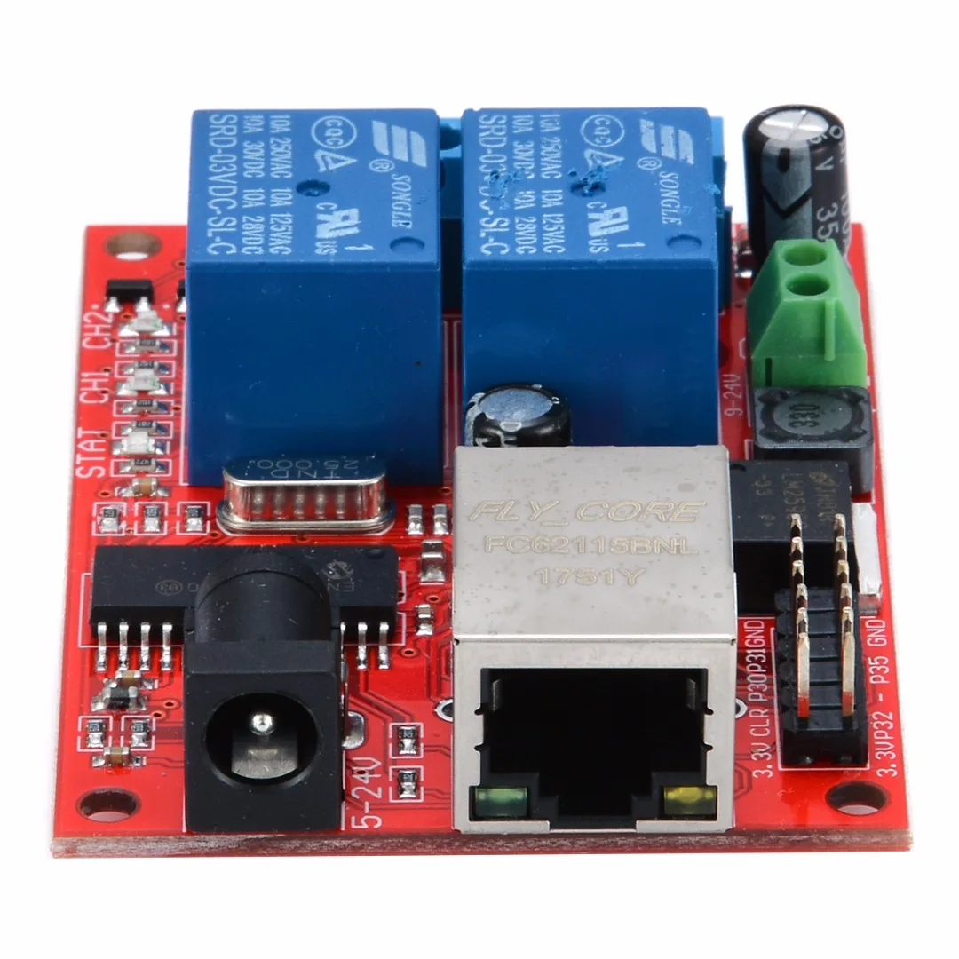

1pc 2-Way Ethernet Delay Relay Module DC5V TCP/UDP Controller Module Network Switch WEB Server