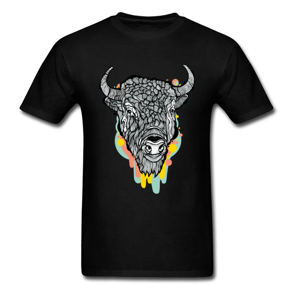 

2020 Popular Man T-Shirt Round Collar Short Sleeve Pure Cotton Bison T Shirt Animal Print Casual Tops Quality Tee Shirt For Men