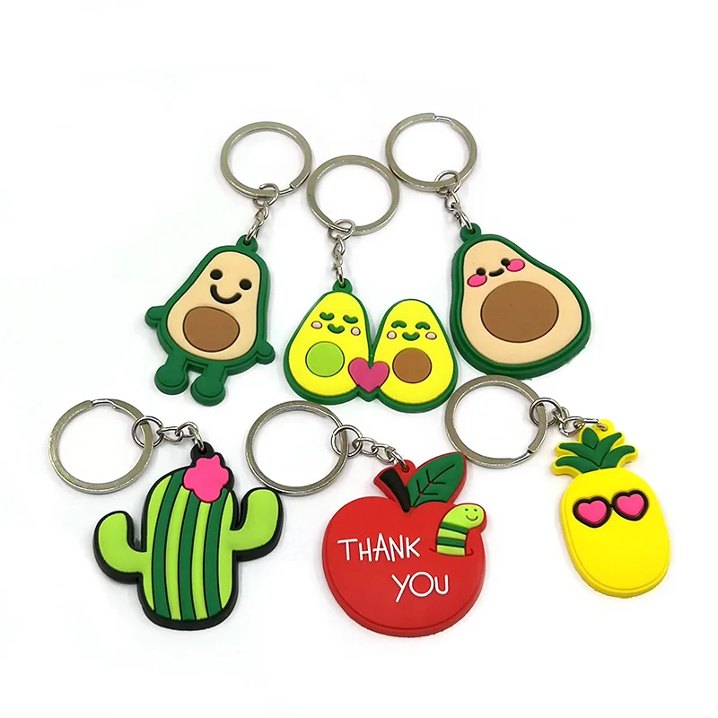 LLavero de aguacate y Cactus de PVC, organizador de llaveros y girasoles, Accesorios de escritorio, colgante de juguete, suministros para oficina y escuela, regalo de Navidad, 1 Uds.