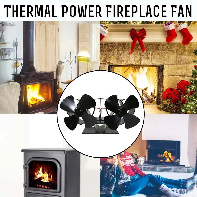 Stove Fan Wall Mounted Dual Head 8 Blade Fireplace Fan Heat Powered komin Wood Burner Eco Fan Home Efficient Heat Distribution