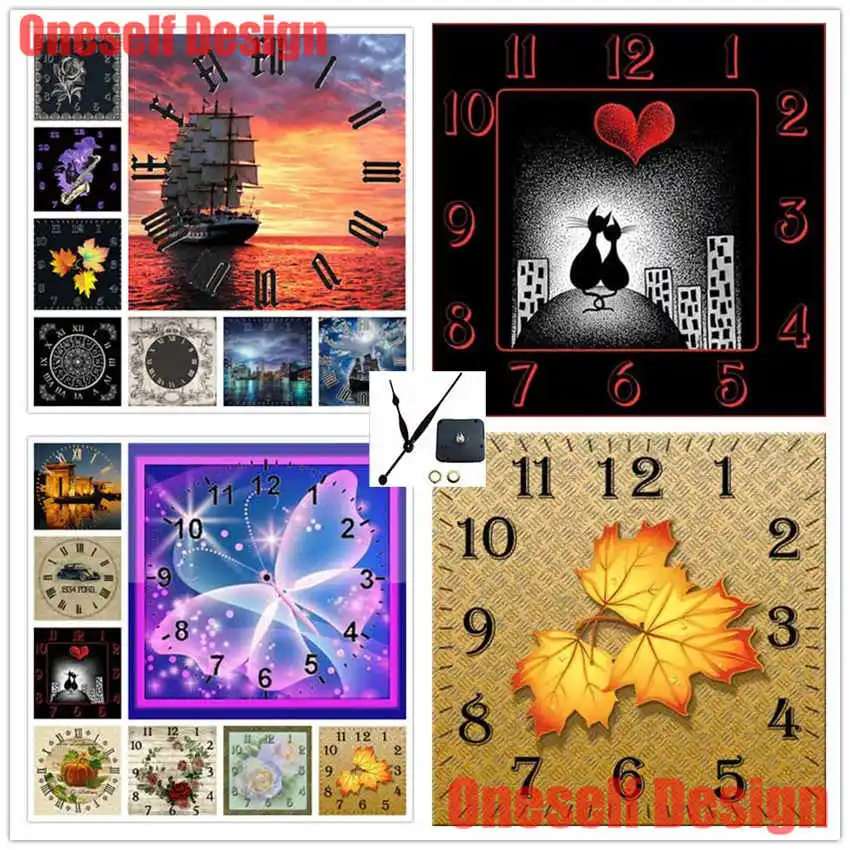 

new style 5d diamond painting with clock scenery 5d diamond embroidery full set with clock landscape diamond embroidery nature