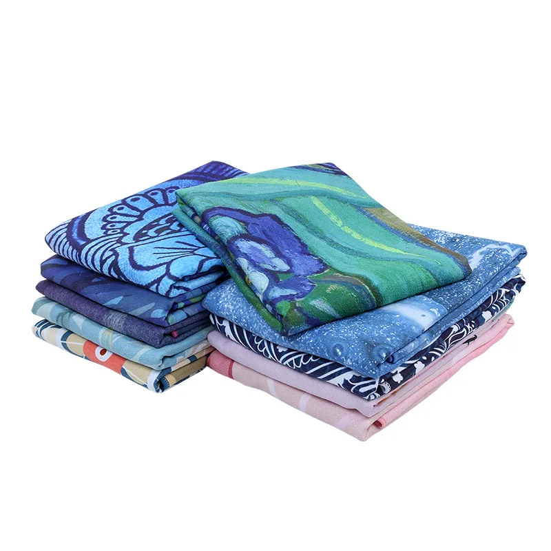 Eco-friendly Yoga Mat Microfiber Printed Pattern Foldable Portable Fitness Pilates Yoga Towel Soft Non-slip Indoor Sports Mat