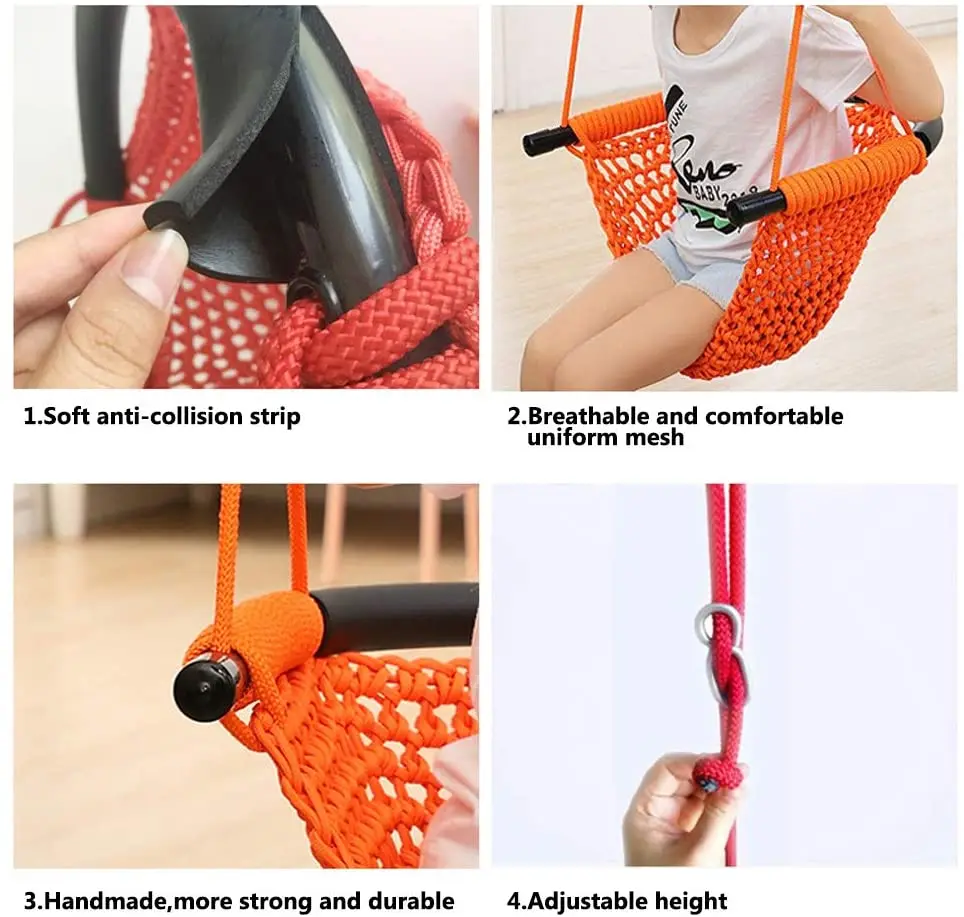 Kids Swing Duty Rope Play Secure Children Swing Set for Indoor/Outdoor Swing Seat Tree Heavy with Snap Hooks and Swing Straps 6