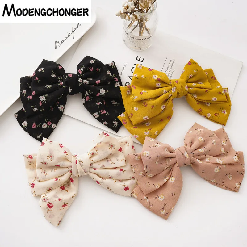 

Japan And South Korea's New Small Fresh Floral hairpin Female Wild Sweet Three-layer Oversized Barrettes Bow Hair Accessories