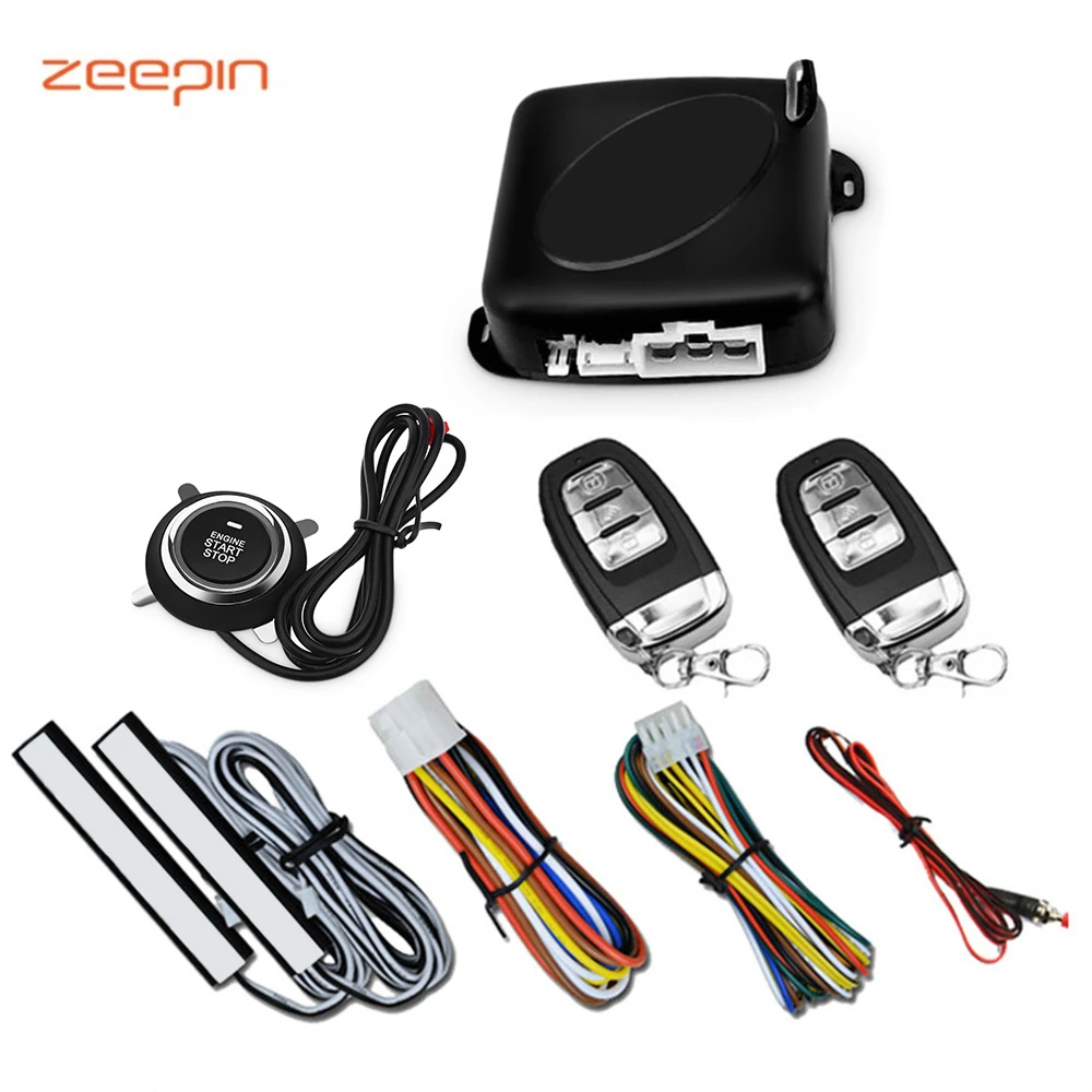 

Zeepin C6 - B Push Button Keyless Entry System Car Security Anti-theft Alarm Engine Starter with Remote Control Burglar Alarm