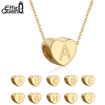 

Effie Queen A to Z 26 Letter Alphabet Gold Color Heart Shape Pendant Necklace Real 925 Sterling Silver Necklace Jewelry SCB31