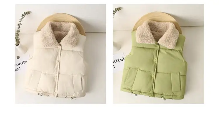 Winter Wool Kids Boys Infant Girl Clothing Toddler Thicken Solid Color Turn-down Collar Down Vest For 1-8 Y Kids Girls Clothes lightweight spring jacket