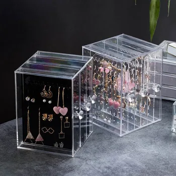 

Storage Acrylic 3-Layers Transparent Jewelry Display Shelf howing Shelf Earrings Display Stand 130*130*180mm Jun 13