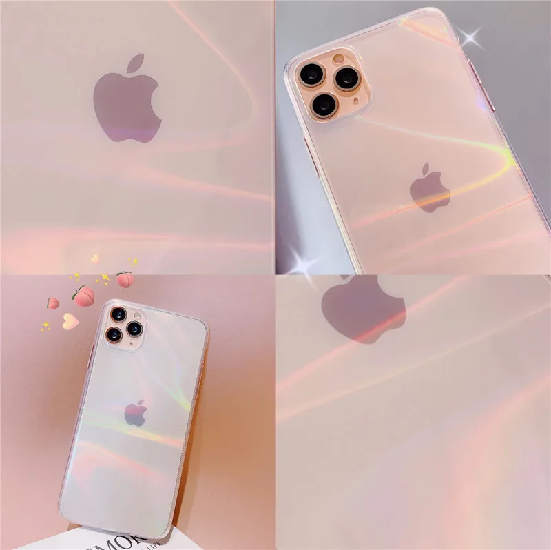 Laser Rainbow Transparent Phone Case For iPhone11 11 Pro Max XR X XS 7 8 Plus Soft Silicone Shockproof Clear Back Cover | Мобильные