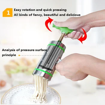 

Manual Household Noodle Press Machine Hand Screw Portable Stainless Steel Pasta Noodle Maker Multifunctional Noodle Making Tools
