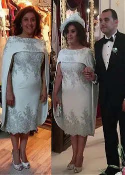 

Plus Size Mother Of The Bride Dresses Sheath Knee Length Appliques Beaded Short Groom Mother Dresses For Weddings