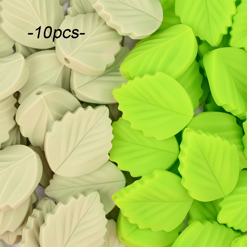 LOFCA Leaf 5pcs/10pcs Sunflower Cute Silicone Beads Daisy Food Grade Leaves Teether BPA-Free Baby Snowman Toy Chain Accessories Baby Teething Items cute Baby Teething Items