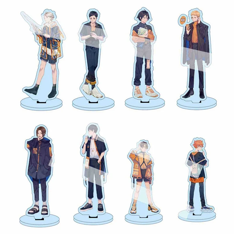 Animé Haikyuu Hinata Kageyama Tsukishima Sugawara-figura acrílica familiar con soporte, modelo de soporte de placa, Anime Karasuno, Juguetes