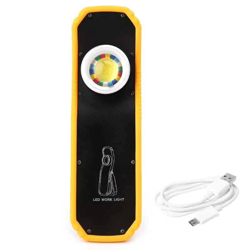 60 Вт портативный светодиодный фонарь с магнитной COB фонариком с вешалкой-крючком для ремонта кемпинга на открытом воздухе - Испускаемый цвет: Цвет: желтый