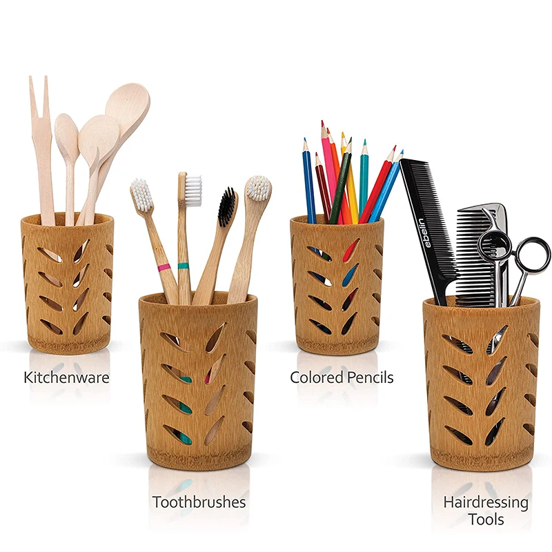 Eco-Friendly Bamboo Toothbrush and Toothpaste Holder with Quick-Dry Drainage System