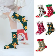 5 Pair Woman Christmas Socks Funny Xmas Santa Claus Tree Snowflake Elk Snow Cotton Tube Socks Happy Sock Men New Year