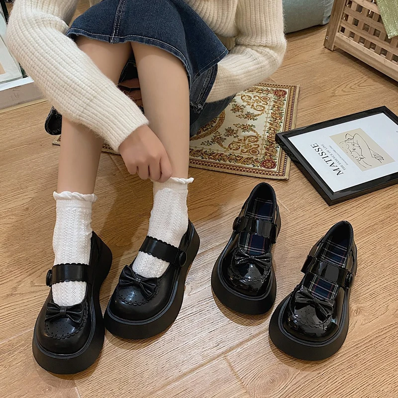 Stylish Japanese Women school Lolita Maid JK Uniform Shoes Platform Leisure Chic 