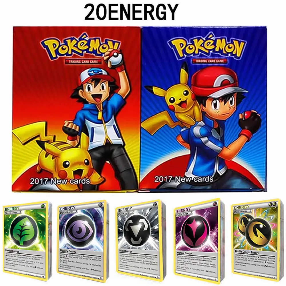 TAKARA TOMY-cartas de Pokemon ENERGY de 20 piezas para niños, cartas de juego coleccionables en inglés, caja de refuerzo de colección de batalla