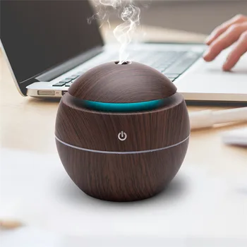 

USB Aroma Air Humidifier Essential Oil Diffuser Wood Grain Ultrasonic Cool Mist Maker 7 Color Change LED light for Home Car