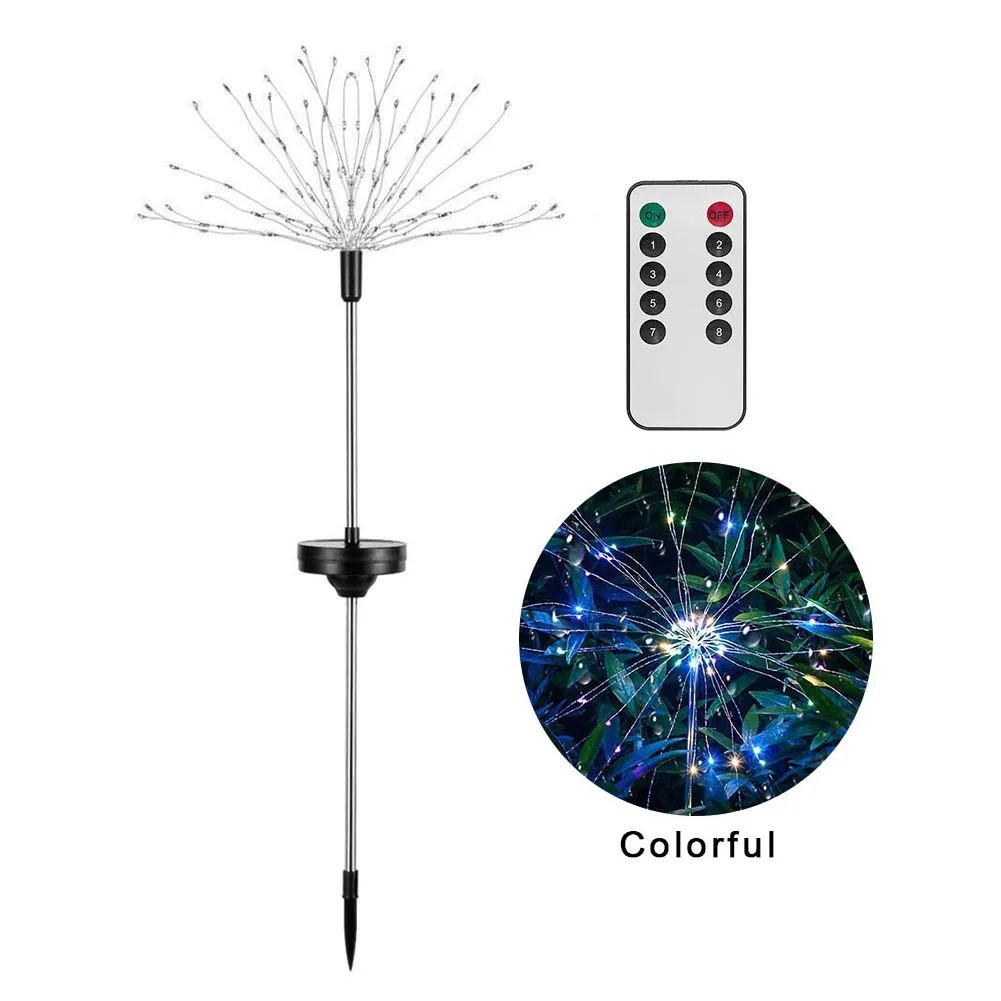 

Garden Home Fairy Decoration Led Pathway Solar Light Waterproof Copper Wire Firework Landscape Outdoor Remote Control