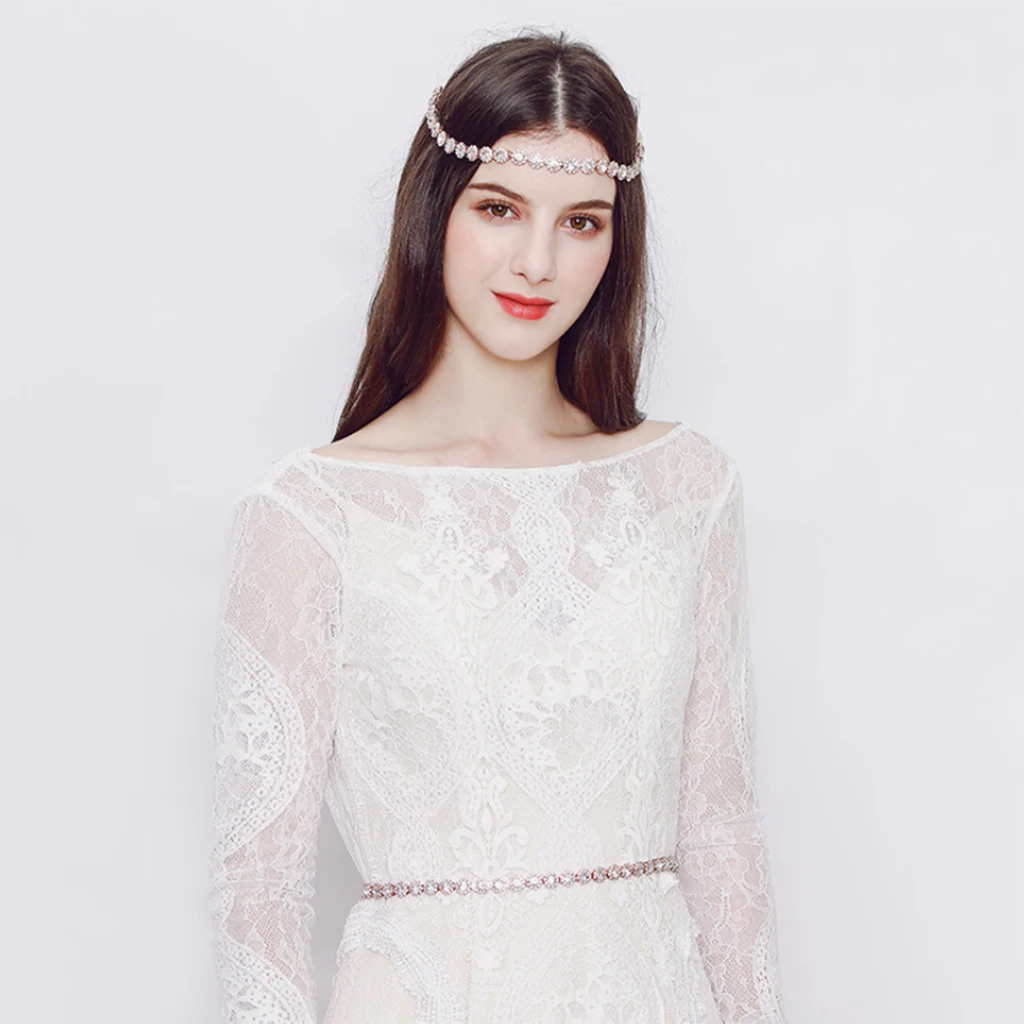 Crystal Bridal Sash Rhinestone Bridal Beaded Wedding Waist Belt Belly Chain, Dress Accessories